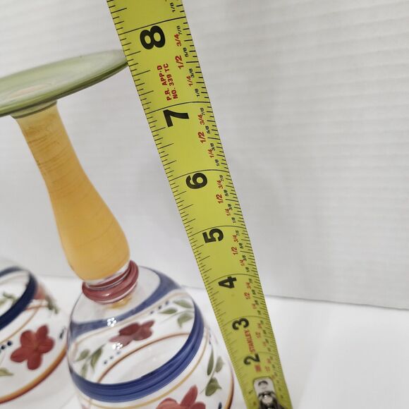 Gibson Designs Bella Hand Painted Wine Goblets Glasses MultiColor Stemware set 2 - Picture 7 of 10